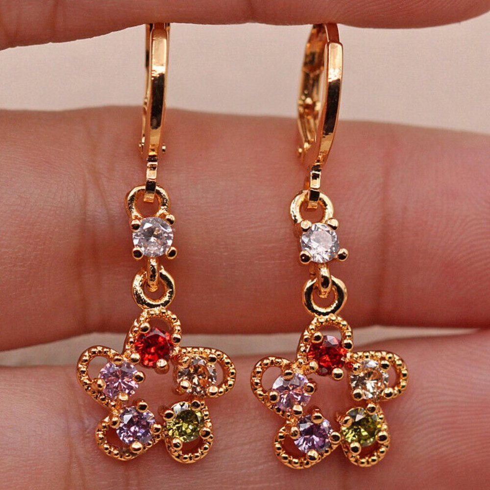 Gold Floral Drop Earrings